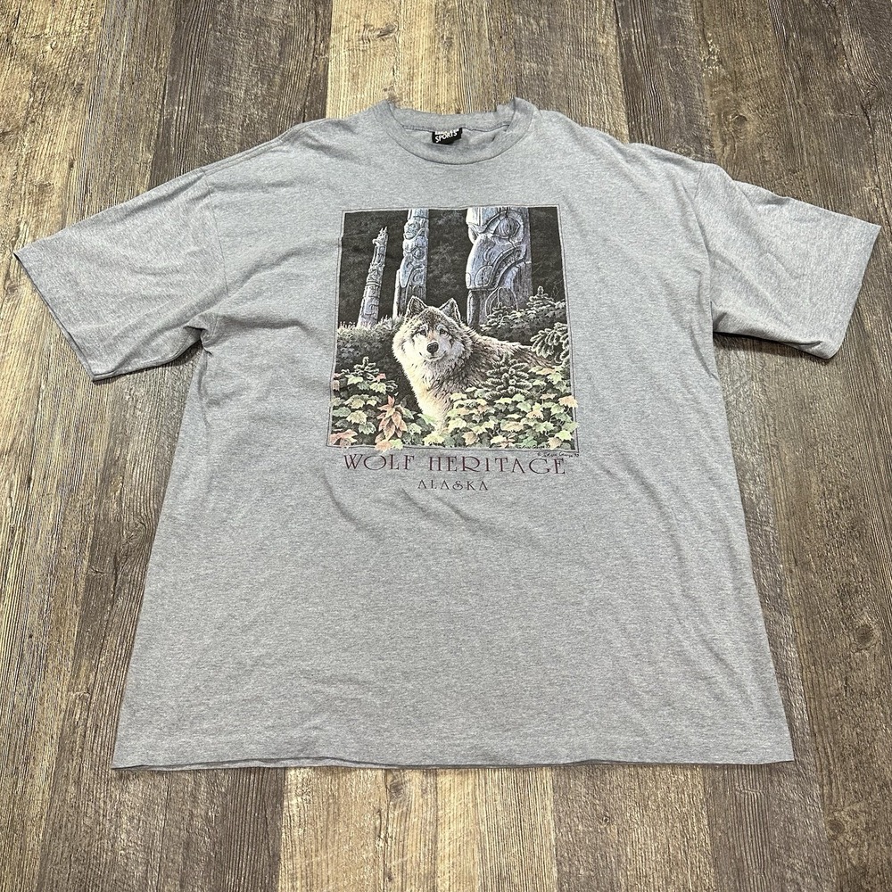 Vintage JoAnn George Wolf Art T-Shirt Alaska Heritage Size XL USA Single Stitch